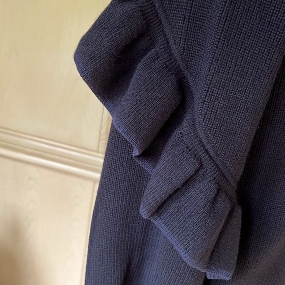 Tory Burch Ashley Navy Ruffled Sleeve Sweater Dress - Picture 10 of 16